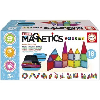 Magnetics Mallette - Jeu De Construction - 18 Blocs Magnétiques, 2 Animaux, 8 Cartes - Des 3 Ans