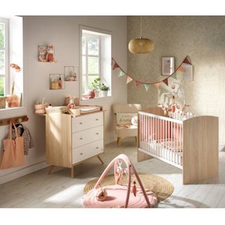 Chambre Bébé Duo - Lit 120 X 60 Cm + Commode 3 Tiroirs - Access - Bois/blanc -
