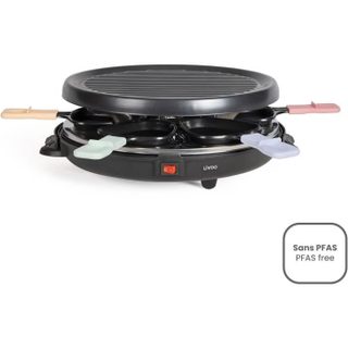 Appareil A Raclette 6 Personnes - Doc207p - 800w - 6 Personnes - Porte Grill Amovible - 6 Spatules Et 6 Caquelons