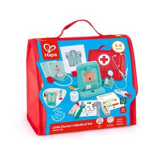 Kit Du Petit Docteur Hape Coffret 22 Pièces Plastique Rouge Bleu Mint 26x21x7 Cm Hape