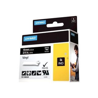 Ruban etiquette vinyle industriel DYMO Rhino 19 mm x 5,5 m noir blanc