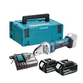 Makita Cisaille à tôle 18 V LXT, 2 batteries 5,0 Ah, chargeur et c MakPac, DJS161RTJ