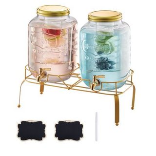 VEVOR Distributeur de Boissons 8 L 2PCs en Verre avec Support pour Café