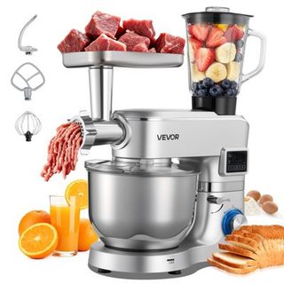 VEVOR Robot pâtissier 5 en 1 5,7 L 1500 W avec hachoir et blender 1,5 L