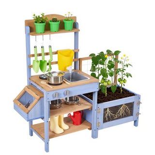 VEVOR Cuisine à Boue Patouille Extérieur Enfant en Bois avec Boite à Observation