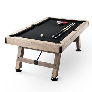 VEVOR Table billard 213.4cm pieds réglables, kit complet accessoires, couleur bois/tissu noir, pour maison/club.