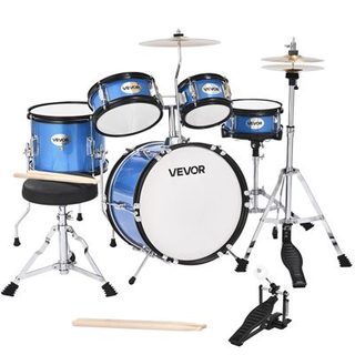 VEVOR Batterie Enfants Débutants Bleu 5 PCS avec Siège Grosse Caisse 3556 cm