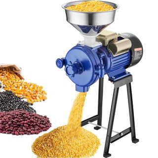 VEVOR Moulin à grains électrique 3000W, broyeur épices commercial, réglable épaisseur, entonnoir.