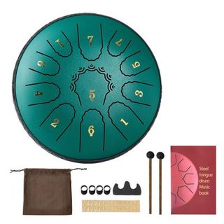 VEVOR Tambour à langue en acier 165 mm 11 notes ré majeur avec maillet yoga vert