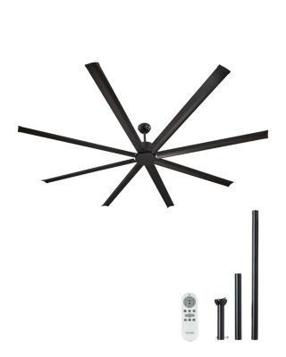VEVOR Ventilateur plafond sans lumière 243 cm, 8 pales alu, télécommande. Moteur CC, noir.