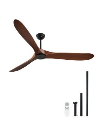 VEVOR Ventilateur plafond sans lumière 180 cm, 3 pales bois. Moteur CC réversible. Noyer.