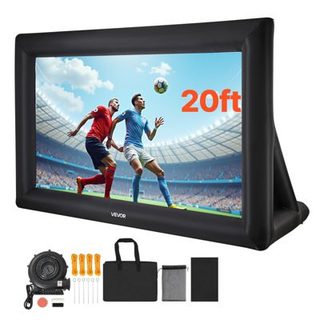 VEVOR Ecran projection gonflable 610cm, 16:9. 600D lavable, sac rangement. Pour extérieur, jardin, piscine.