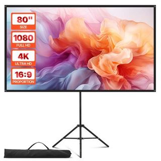 VEVOR Ecran de Projection avec Trepied 2032 cm 4K HD 16:9 Grand Angle 160