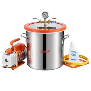 VEVOR Pompe à Vide 3,5 CFM 99 L/min Chambre à Vide de Dégazage 18,92 L 1 Étage