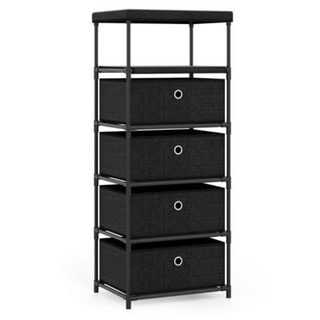 Commode tissu 4 tiroirs avec étagère