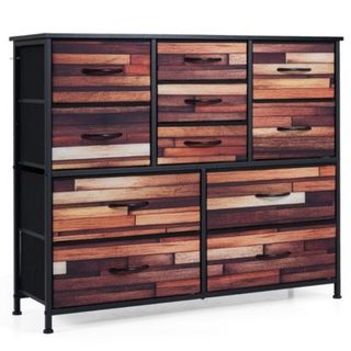 Commode 11 tiroirs tissu Noir Marron
