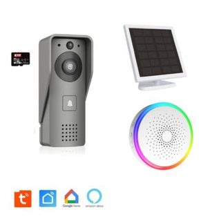 Portier Vidéo Solaire connecté Wifi avec Carillon intérieur 60 mélodies