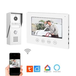 Portier Vidéo filaire connecté Wifi avec Ecran tactile 7p,  2 fils,  Contrôle vocal