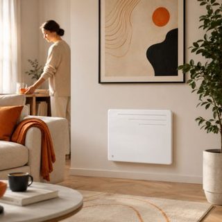 Radiateur électrique fixe à inertie sèche fonte 1000W BESTHERM MOTU horizontal blanc