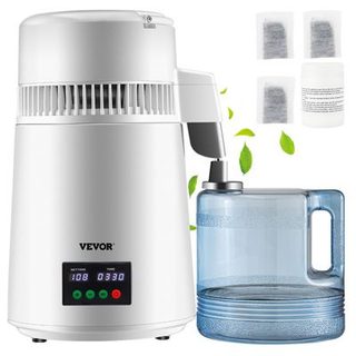 VEVOR Distillateur d'eau 4L, 1 L/h, inox 30-108Celsius, minuterie 0-99h, pour maison/bureau/clinique.