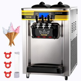 VEVOR Machine à glace italienne 22-30L h 2350W, trémie 6L, pré-refroidissement, 3 saveurs, 1 clic décongélation.