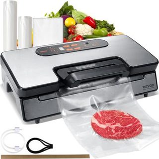 VEVOR Machine sous vide 90 kPa 130W, scelleuse auto manuel, coupeur intégré, 2 rouleaux, tuyau externe.