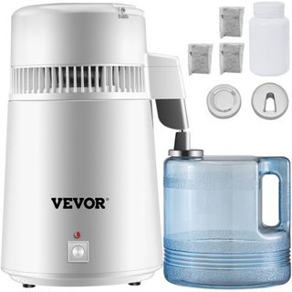 VEVOR Distillateur d'eau 4 L en acier inoxydable 750W, produit 1 L h d'eau pure pour hôpitaux et usage domestique.