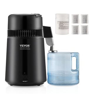 VEVOR Distillateur d'eau 4L inox, 1L/h 750W, récipient PBT, pour purification eau robinet maison/bureau.