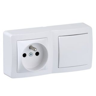 Prise avec terre + interrupteur va-et-vient complets saillie Schneider Electric Alréa blanc