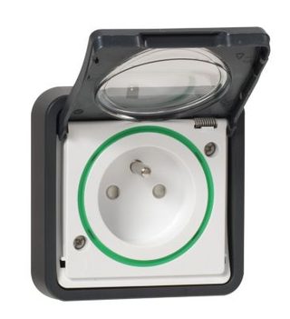 Prise de courant 2 pôles + terre étanche complète encastrée Schneider Electric Mureva Styl anthracite