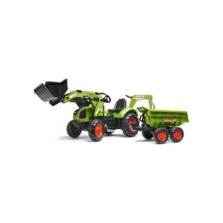 Tractopelle a pedales FALK Claas Axos 330 avec pelle frontale et remorque