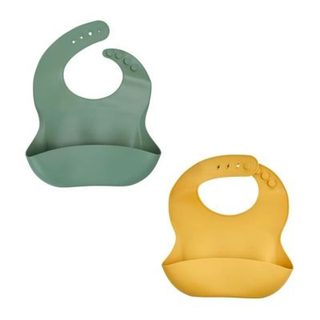 LOT DE 2 BAVOIRS SILICONE 1 VERT CACTUS + 1 JAUNE MIEL