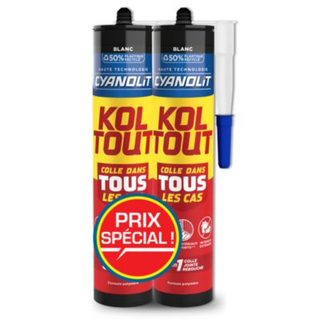 Colle Cyanolit Koltout blanc – lot de 2 cartouches 290 ml