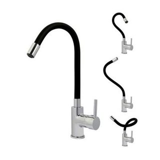 ROUSSEAU Robinet mitigeur de cuisine Koben - Sans douchette - Memoire de forme - Gris et noir