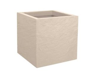 Jardinière carrée Volcania Up effet pierre 21 L - Beige calcaire - Eda