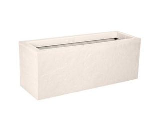 Jardinière rectangulaire Volcania Up effet pierre 57 L - Beige calcaire - Eda