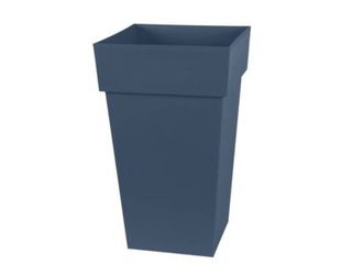 Pot de fleur carré Toscane 39 x H.65 cm - Bleu jean- Eda