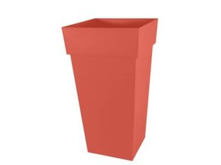 Pot de fleur carré Toscane 43 x H.80 cm - Orange terre battue - Eda
