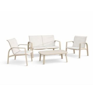 Salon de jardin bas 4 places en aluminium (122x72x82 cm - Blanc)