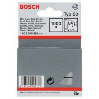 Agrafes fil fin type 53 11,4 x 0,74 x 10 mm - 1000 pièces, acier inoxydable