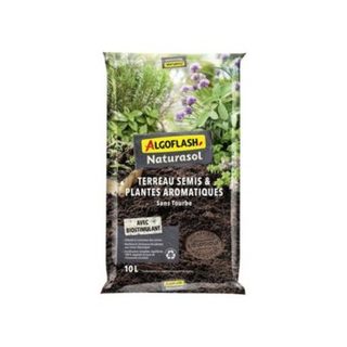 Terreau semis sans tourbe ALGOFLASH Naturasol plantes aromatiques 10 L