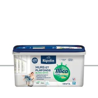 Peinture murs et plafonds blanc satin Ripolin Illico 3 L