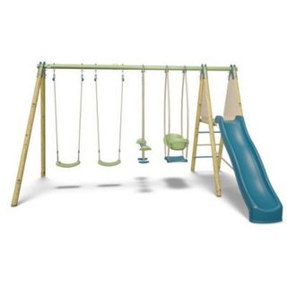 Portique bois / métal - 6 agres avec toboggan - KAHUNA 2 - ALEO BY TRIGANO