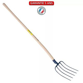 Outils Perrin Fourche fumier à douille 5 dents 29 cm manche pomme