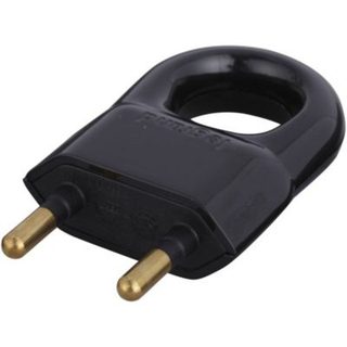 fiche male 2 poles 6a avec anneau d'extraction noir