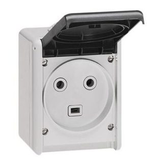 Prise 2P+T 32A complet IP55 saillie Plexo gris Legrand