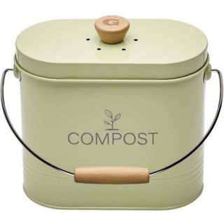 Seau à compost - GUILLOUARD - Ovale - Capacité 3L - Avec filtre à charbon - 11x24x20cm - Vert pastel