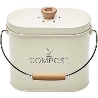 Seau à compost - GUILLOUARD - Ovale - Capacité 3L - Avec filtre à charbon - 11x24x20cm - Beige