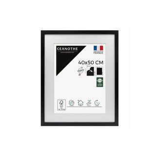 Cadre photo  40x50 cm milan noir avec passe-partout 30x40 cm Fabriqué en France