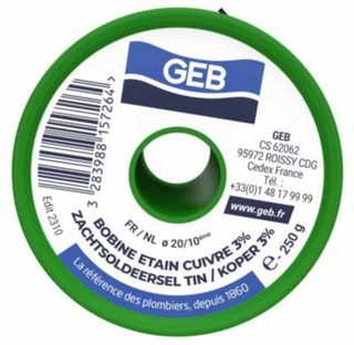 Bobine soudure étain / cuivre GEB - Conditionnement: 250g